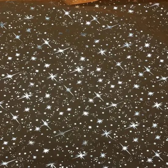 1 Yard Orange Organza with Silver Foil Stars Sheer Polyester Fabric for Costumes, Decor, and Crafts 58/60&Prime; Wide {1}