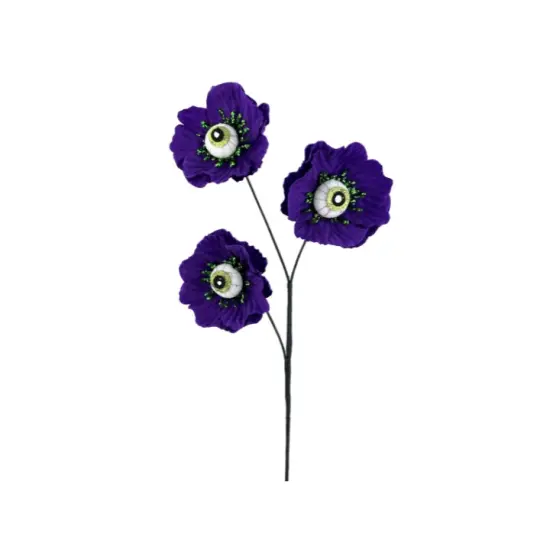 24" Eyeball Flower Spray &ndash; Halloween Floral Stem in Black or Purple, Spooky Decor for Wreaths, Arrangements, and Centerpieces {1}