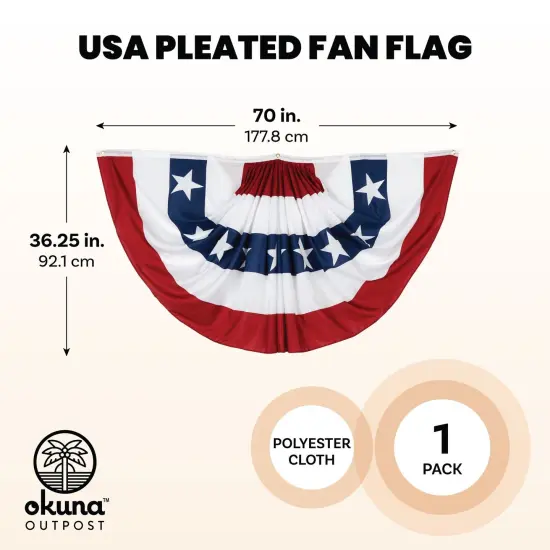 American Flag Bunting - 71.5" x 34" Patriotic Pleated Half Fan Flag for Elections and Your Vote Matters, 4th of July, Labor Day, Memorial Day, Indoor and Outdoor Red, White and Blue Decoration Banner {3}