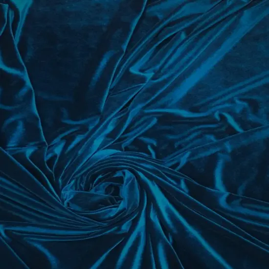 1 Yard Peacock Blue Stretch Velvet Fabric with Silky Texture and Flowing Drape for Sewing Projects 58/60 Inch Wide {2}