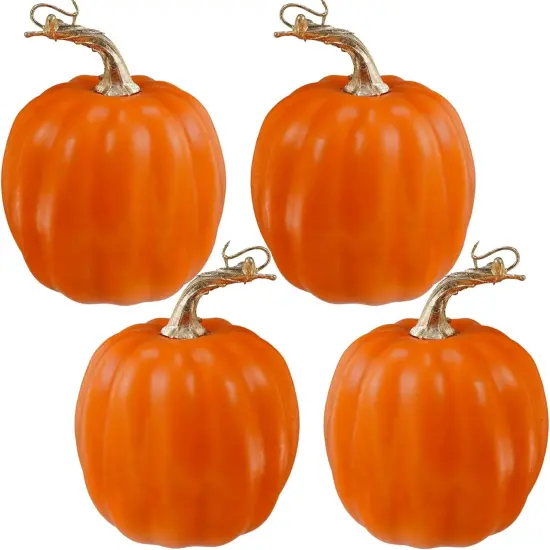 4 Pcs Artificial Orange Pumpkins Fall {1}