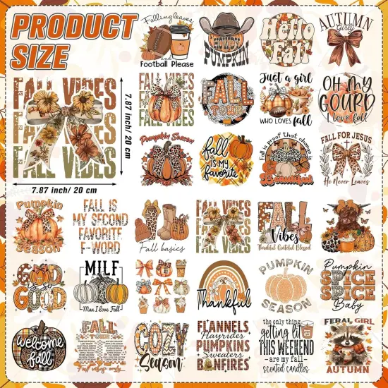 30 Pcs Fall Western Iron on Transfers Retro Pumpkin {2}
