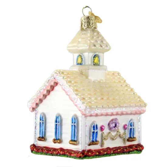 Old World Christmas 4.5 Inch Wedding Chapel Tree Ornament , Marriage Brides Grooms Multicolored {2}