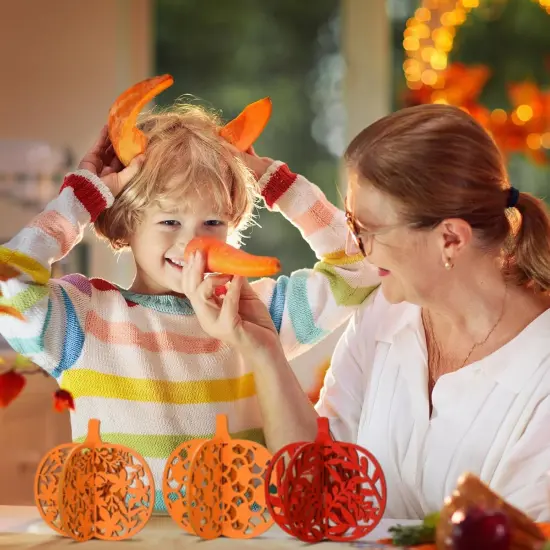 12 Pcs Fall Decor Pumpkin Wooden Table Sign Autumn Pumpkin Tiered {5}