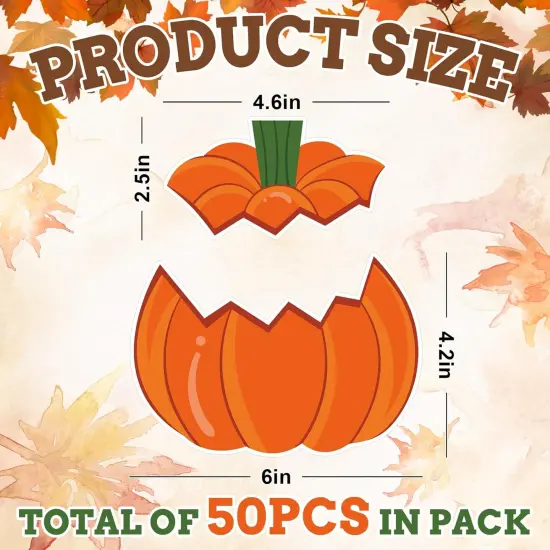 50 Packs Fall Pumpkin Cutouts Autumn Pumpkin Paper Cut {2}
