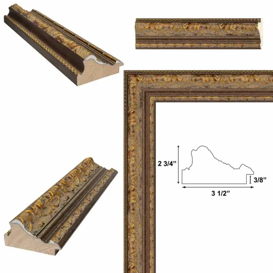 Wide Luxury Vintage Antique Gold Picture Frame 27x41 frame {5}