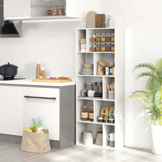 Costway 1/2 PCS 63" Tall Floor Standing Open Bookshelf with 10 Cubbies 5 Back Anti-falling Panels {9}