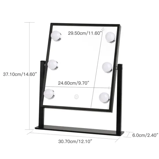 Black 6 LED Hollywood Vanity Mirror {2}