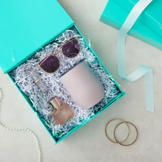 6 Pack Proposal Boxes with Lid for Groomsmen, Bridesmaid, 9.5 x 9.5 x 3.5 Inch Square Glossy Teal Magnetic Gift Box for Parties, Retail {3}