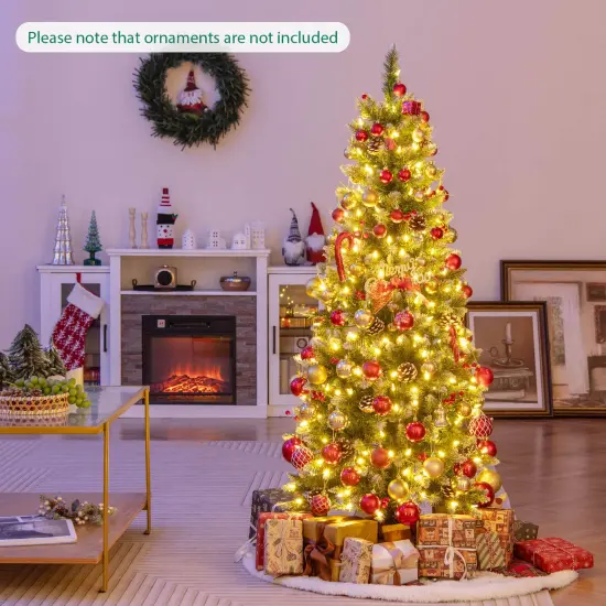 Costway 5 FT Pre-Lit Artificial Christmas Tree with 408 Snowy Branch Tips 250 LED Lights {2}