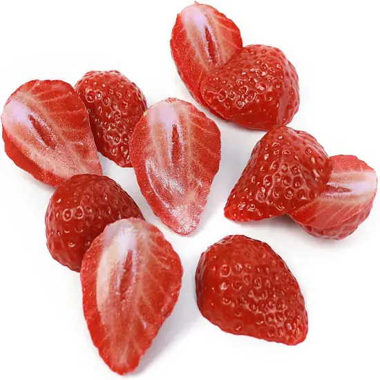 (10 Pcs Half Strawberries)Artificial Strawberry Blocks, Fake Fruit Decorations {2}