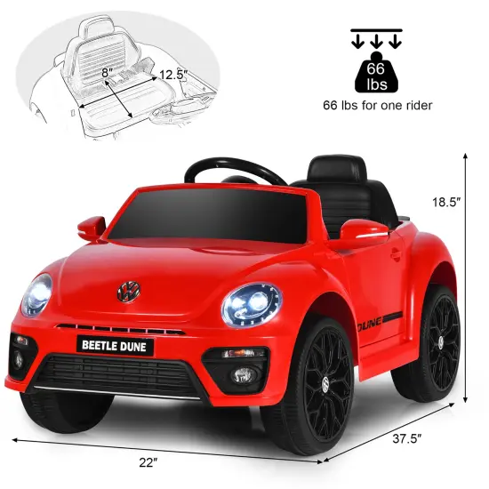 Costway 12V Kids Ride On Car Licensed Volkswagen Beetle w/ Remote Control & Music {3}