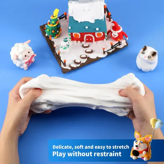 White Air Dry Clay, DIY Creative Modeling Clay for Kids, Super Light Magic Clay for Kids Age 3-12, Safe & Non-Toxic, Molding Clay for Sculpting {3}