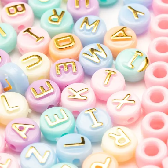 1400 Pcs Acrylic Gold Pink Colorful 6x9mm Pony Beads 10x6mm Mix Candy Color Alphabet Letter Beads Bulk for Jewelry Friendship Bracelet Necklace Making Kit Braids Kandi Beads {2}