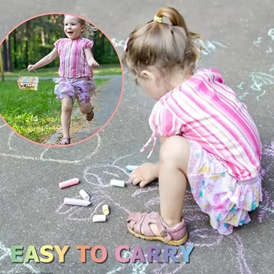 Washable Sidewalk Chalk Set- 52 Pieces 7 Colors Jumbo Chalk For Kid and Adult, Paint on Classroom Chalkboard or Outdoor Playground, Good Gift for Party {2}