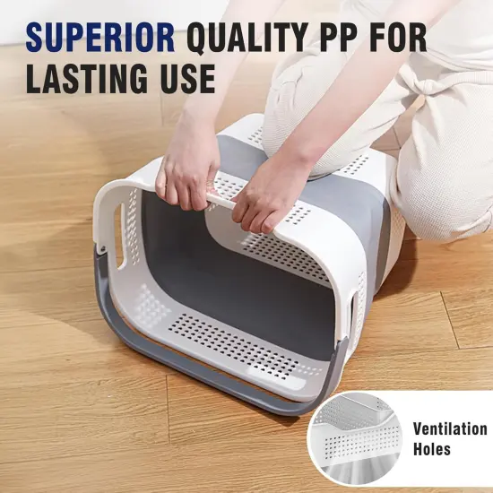 Collapsible Plastic Laundry Basket Hamper with Handles, 43L (11.5Gallon) Portable Rubber Clothes Basket, Pop Up Storage Container/Organizer {4}