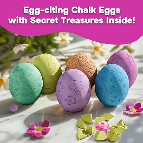 6ct Surprise Inside Sidewalk Chalk Eggs &ndash; Washable Outdoor Activity for Kids, Flat Bottom Design Egg Chalk, Surprise Toys Chalk Set for Kids Play Set {4}