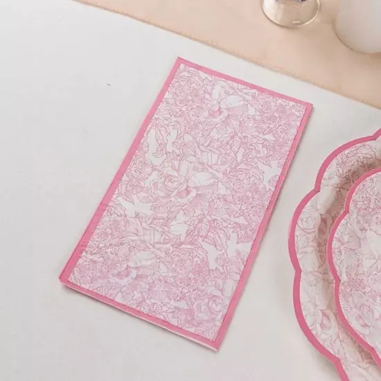 25 Pink Dinner Paper Napkins with Vintage Floral Print Party Events {2}