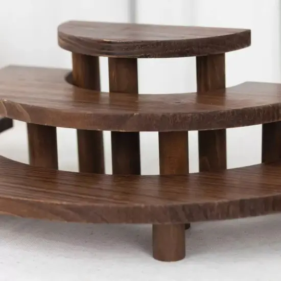 3 Semicircle Brown 3 Tier Wooden Cupcake Pedestals Dessert Display Stands {2}