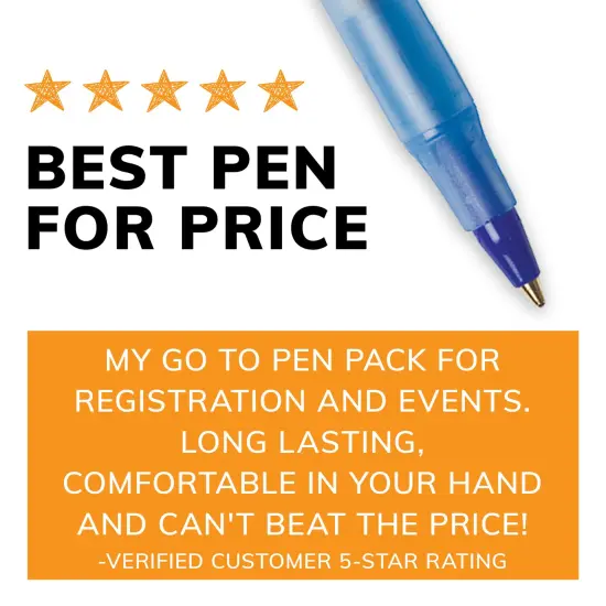 BIC Round Stic Xtra Life Blue Ballpoint Pens, Medium Point (1.0mm), 500-Count Pack of Bulk Pens, Flexible Round Barrel for Comfortable Writing, No. 1 Selling Ballpoint Pens {6}