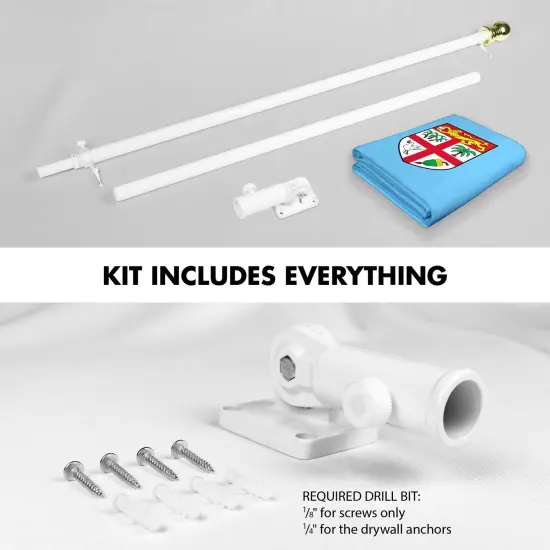 G128 Combo Pack: 6 Ft Tangle Free Aluminum Spinning Flagpole (White) & Fiji Fijian Flag 3x5 Ft, LiteWeave Pro Series Printed 150D Polyester | Pole with Flag Included {2}