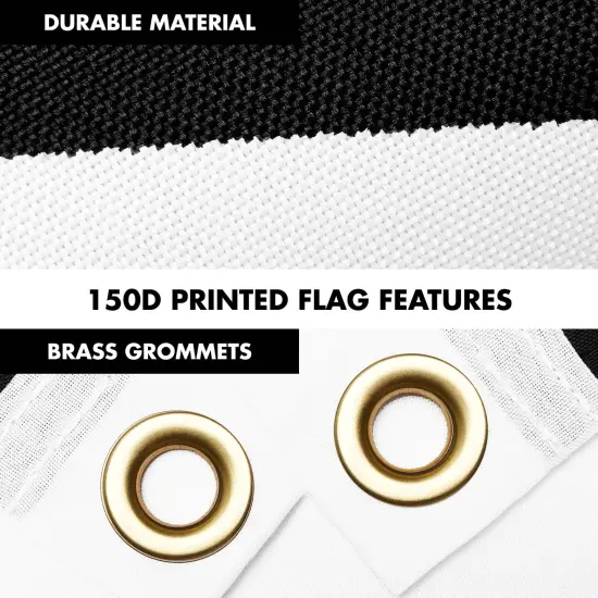 G128 Combo Pack: 6 Ft Tangle Free Aluminum Spinning Flagpole (Silver) & Puerto Rico Black and White Puerto Rican PR Flag| 3x5 Ft | LiteWeave Pro Series Printed 150D Polyester | Pole with Flag Included {4}