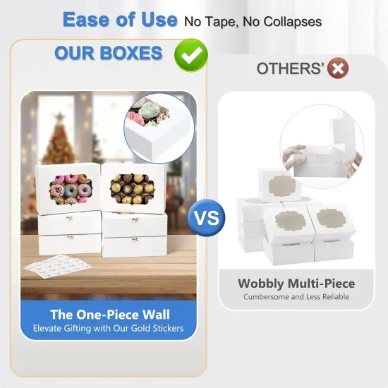 30 Pcs Bakery Boxes 8-In with Windows, Cookie Boxes White for Chocolate Covered Strawberries, Treats, Donuts, Cupcakes, and Candy Gift Giving 8x6x2.5 Inch {2}