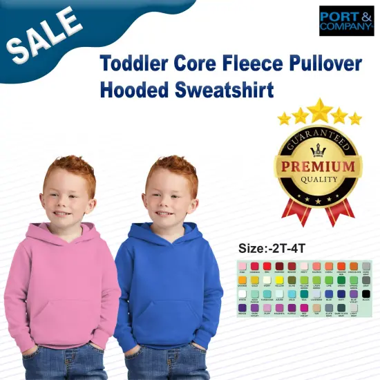 Port & Company&reg; Toddler Core Fleece Pullover Hooded Sweatshirt Jet Black {3}