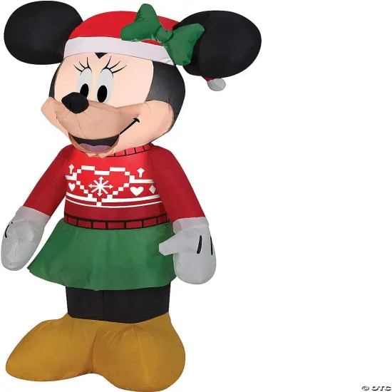 3.5' Gemmy Airblown Inflatable Disney Minnie Mouse in Christmas Sweater Yard Decoration 110647 {1}