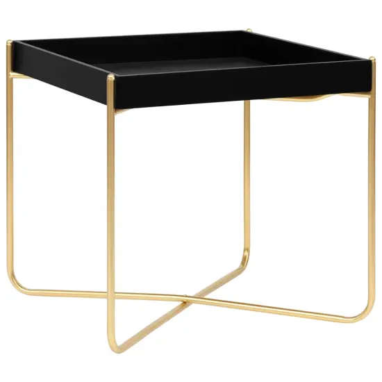 vidaXL Side Table Black and Gold 15"x15"x15.2" MDF {1}