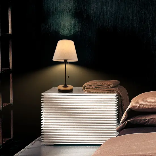 2pcs Wood Desk Lamps Energy Efficient with Linen Shade {6}