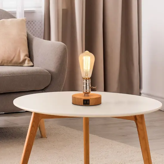 2PCS Vintage Table Lamp with Dual USB ports for Bedroom, Office, Living Room {5}