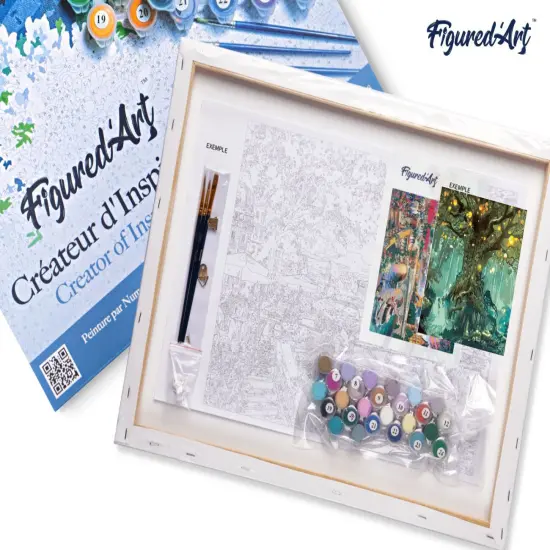 Figured'Art Paint by Numbers for Adults with Frame Fairy tree 16"x20" - Craft Art Painting DIY Kit Canvas Already Stretched on a Wooden Frame {5}