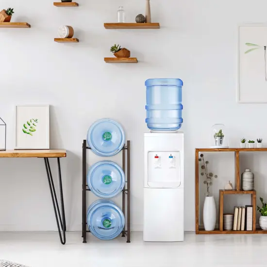 3 Tiers 5 Gallon Water Jug Holder Water Bottle Storage Rack, Dark Brown {5}