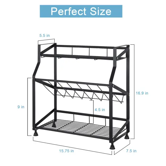 3-Tier Spice Rack Countertop Seasoning Bottle Organizer for Kitchen Cabinet {2}