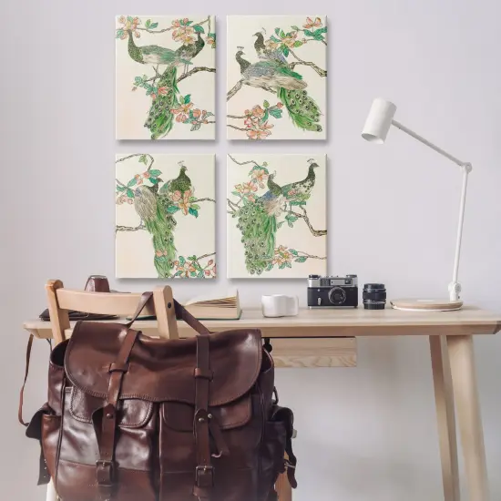 Stupell Industries Traditional Peacocks on Branches 4pc Canvas Wall Art Set Design by Melissa Wang  {2}