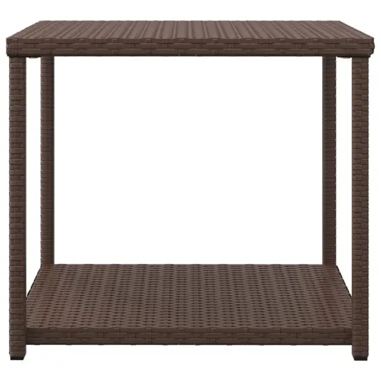 vidaXL Side Table Brown 21.7"x17.7"x19.3" Poly Rattan {3}