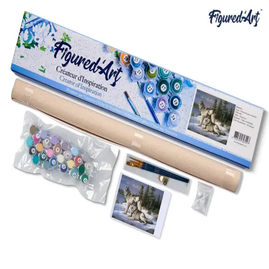 Figured'Art Paint by Numbers Kit for Adults Wolves Couple 16"x20" - Craft Art Painting DIY Kit Rolled Canvas without frame {5}
