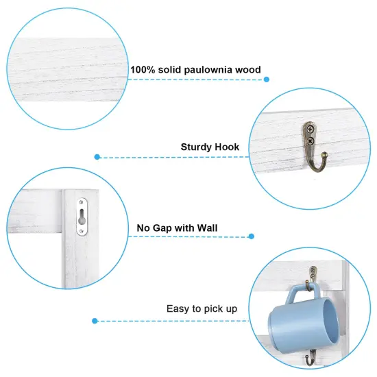 2pcs Three-Tier Wall-Mounted Cup Holder Ornament Organizer White {4}