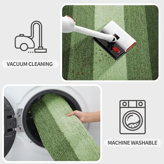 Indoor Outdoor Door Mat, 32x20 Non-Slip Absorbent Dirt Trapper, Low-Profile Washable Inside Entrance Front Floor Mat, Sturdy Soft Entry Doormats for Entryway, Green {1}