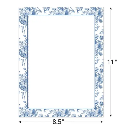 Great Papers! Blue Toile Floral Letterhead, for Invitations, Announcements and Personal Messages, Printer Friendly 8.5&rdquo;x11&rdquo;, 50 Pack {2}