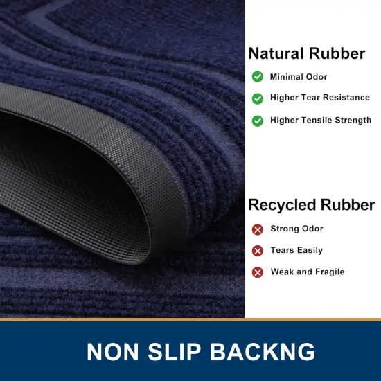 Front Door Mat Indoor Outdoor Entrance, Non-Slip Natural Rubber Doormats, Easy Clean, Low Profile, Dirt Trapper Entryway Floor Mats for Outside, Garages and Patios, 29.5x17, Navy {5}