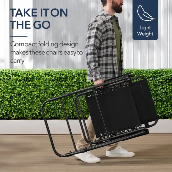 Best Choice Products Folding Outdoor Zero Gravity Rocking Lounge Chair w/ Headrest Pillow Black {4}