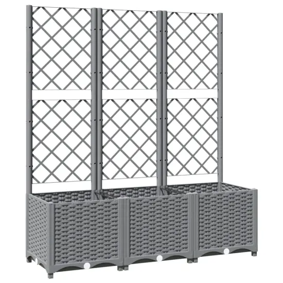 vidaXL Garden Planter with Trellis Light Gray 47.2x15.7x53.5 PP {2}