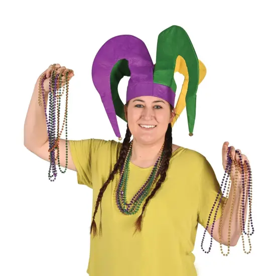 6 Pack Bulk Mardi Gras Felt Jester Hat {2}