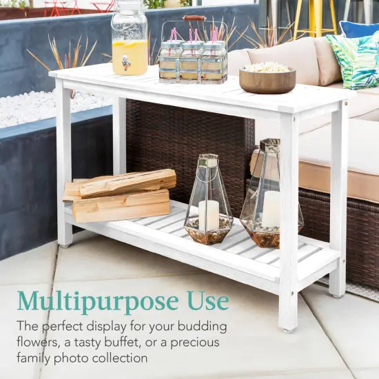 Best Choice Products 48in 2-Shelf Indoor Outdoor Wooden Console Table Multifunctional Buffet Bar Storage White {4}