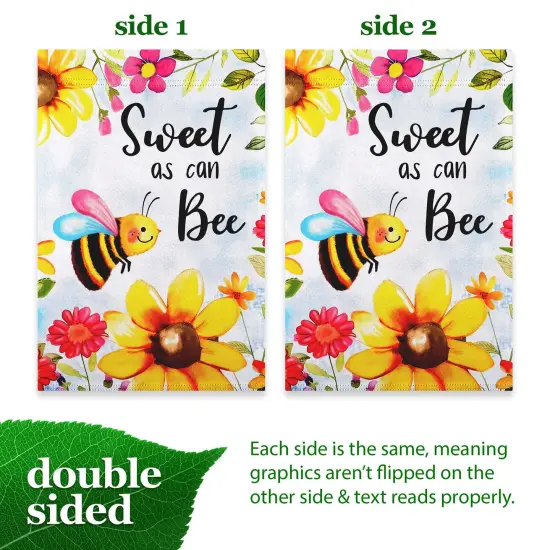 G128 Sweet Bee Flowers Garden Flag 12x18 In Double Sided Spring Yard Garden Lawn Decoration {3}