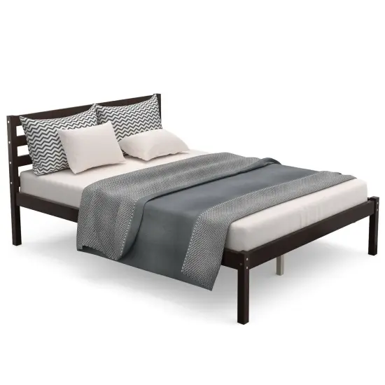 Full Size Bed frame Foundation with Solid Wooden Slat Suppor {4}