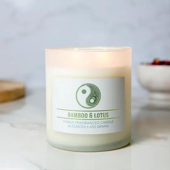 Bamboo Lotus Scented Jar Candle, Wellness Collection, Relaxing Aromatherapy Candle, 2 Wick White Jar Soy Blend Wax Candle for Home, 60hr Burn, 16 oz - USA Poured {3}