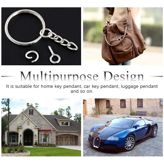 450Pcs 1" 25mm Sliver Key Chain Rings Kit, Including 150Pcs Keychain Rings with Chain and 150Pcs Jump Ring with 150Pcs Screw Eye Pins Bulk for Jewelry Findings Making (Sliver) {5}